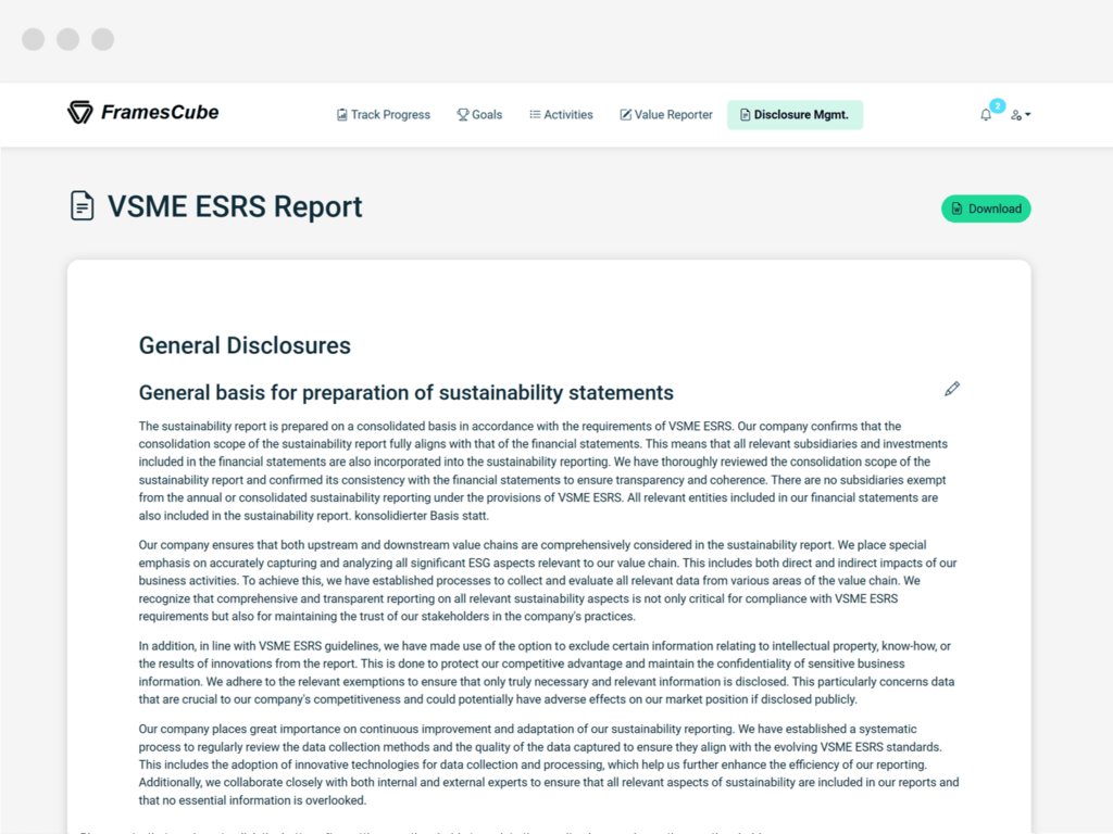 VSME ESRS Software Berichterstellung