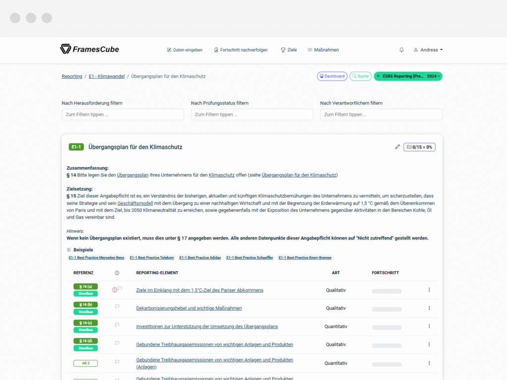 Climate Transition Plan Software Transitionspläne reporten