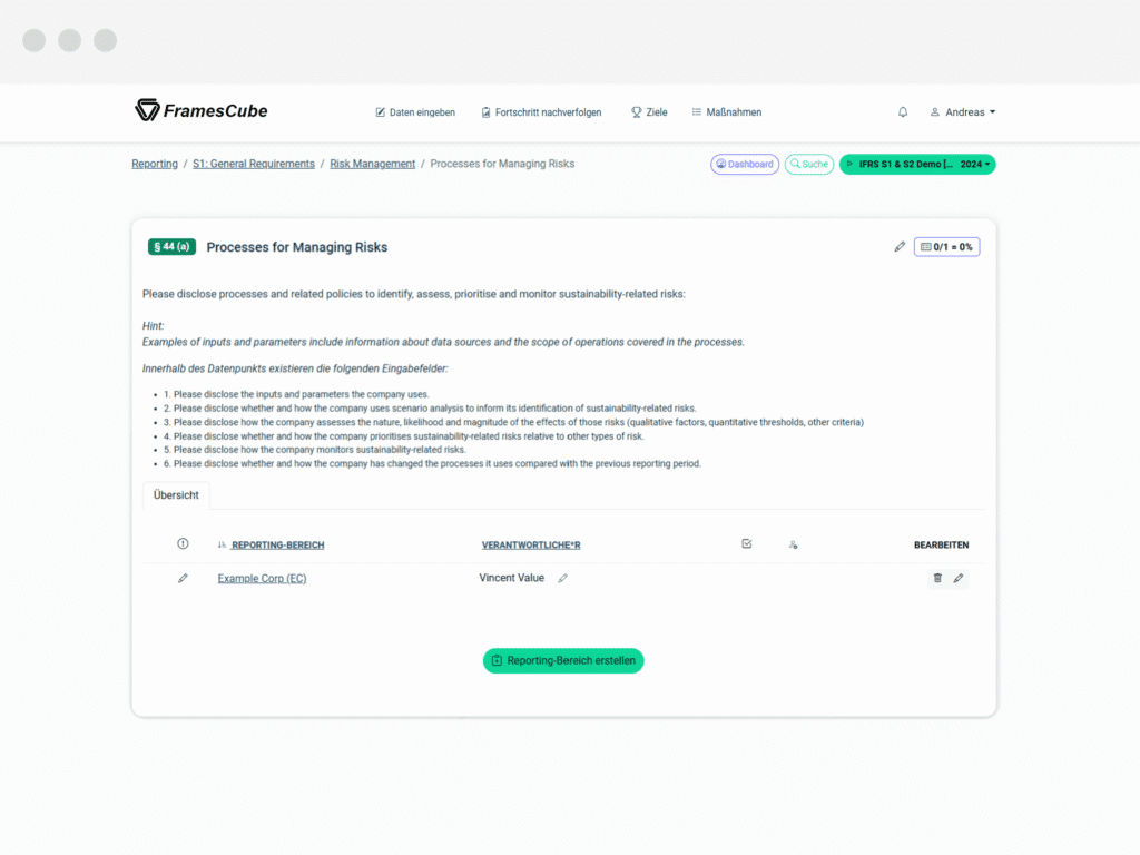 CONSUST IFRS S1 & S2 Software Risiko Identifizierung