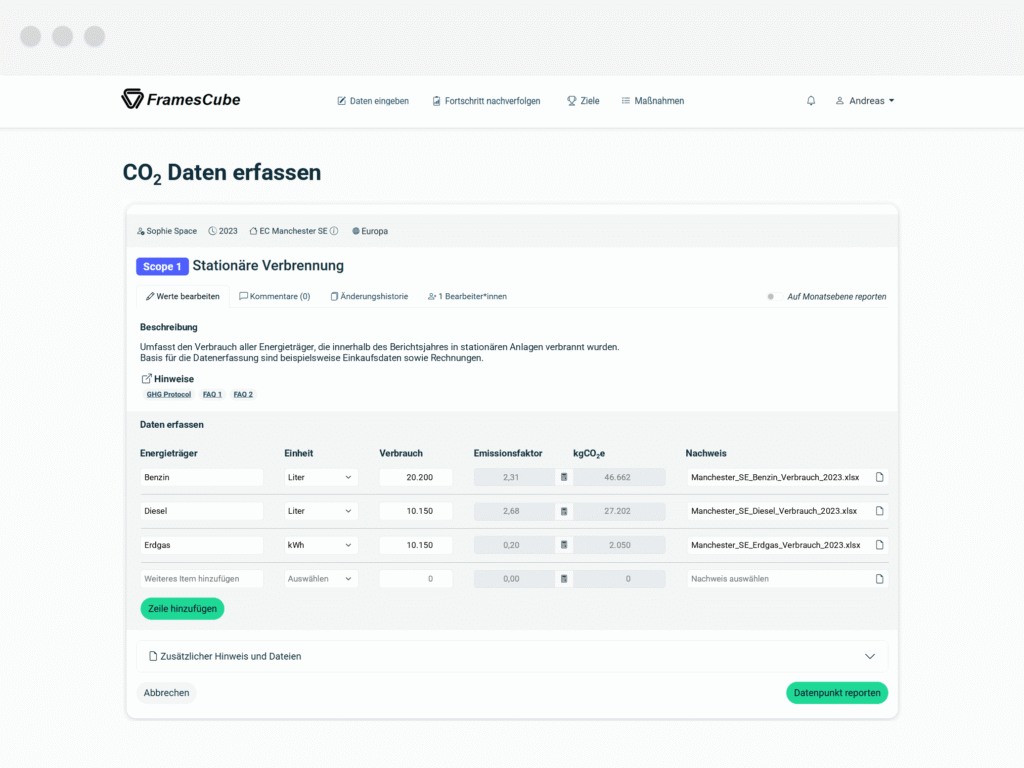 CONSUST FramesCube CCF Software Datenerfassung