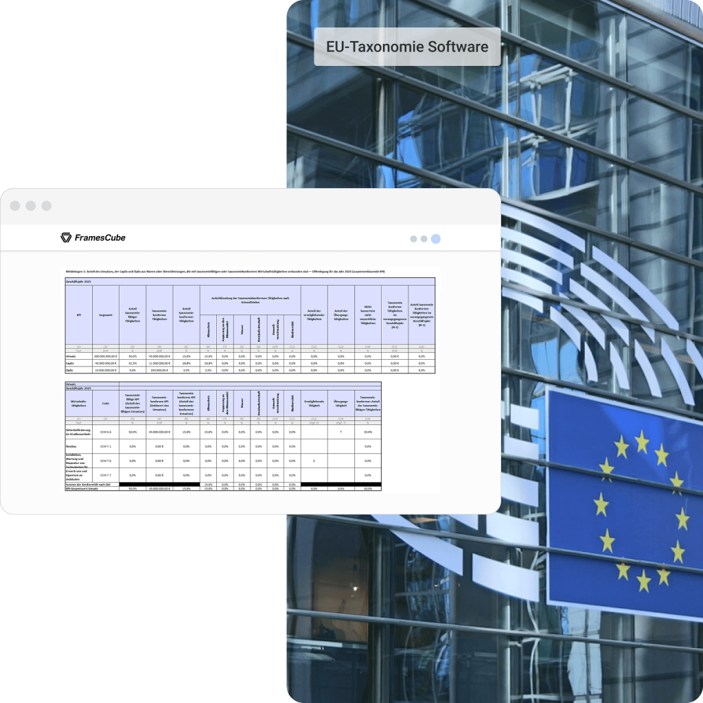 CONSUST FramesCube EU-Taxonomie Heroimage CONSUST FramesCube EU Taxonomie Software