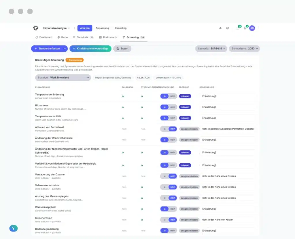 consust framescube klimarisikoanalyse software dreistufiges screening